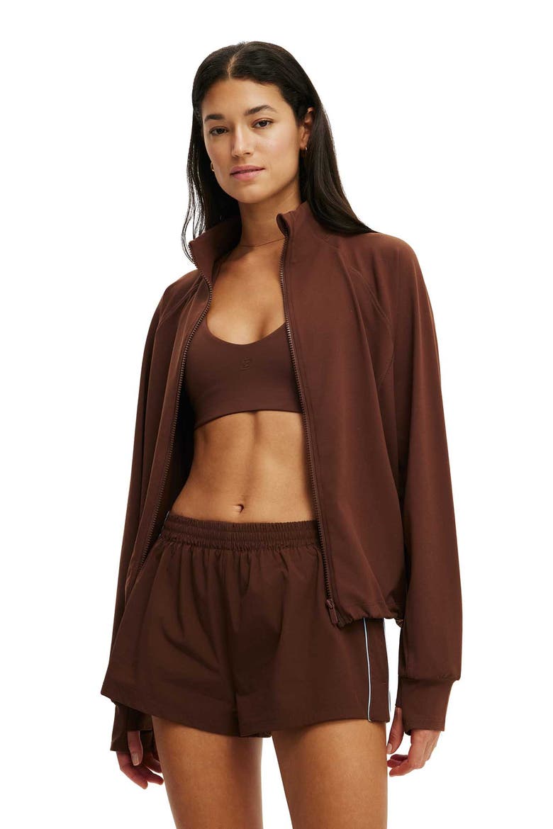 Women's Active Oversized Track Jacket, Main, color, Chestnut