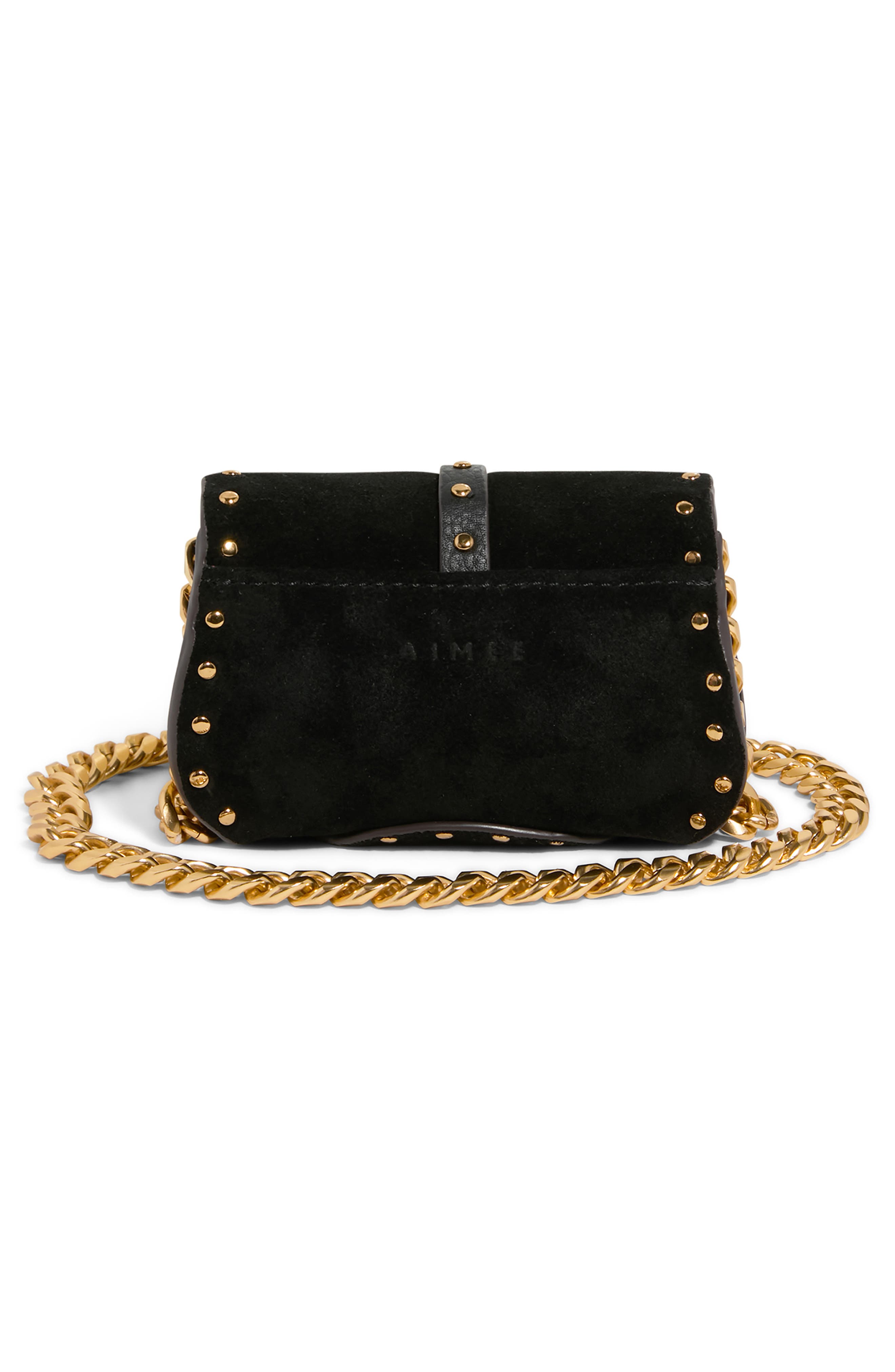 AIMEE Micro Armour Suede Crossbody Bag, Alternate, color, Black Suede