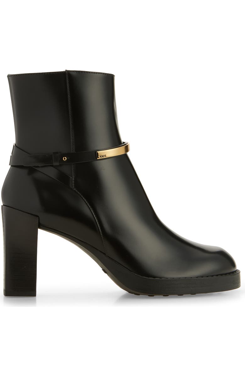 Tod's Bar Block Heel Ankle Boot, Alternate, color, Nero