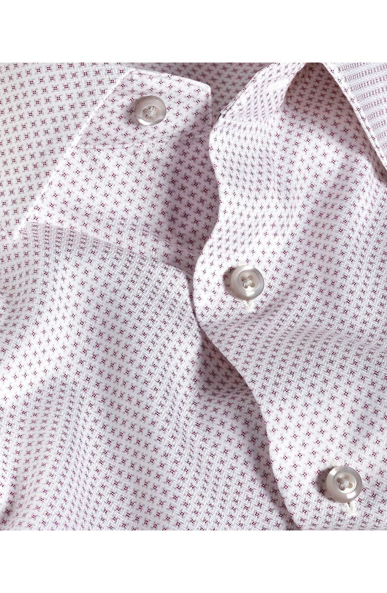 David Donahue Trim Fit Micro Geometric Cotton Dress Shirt, Alternate, color, Merlot/ Multi