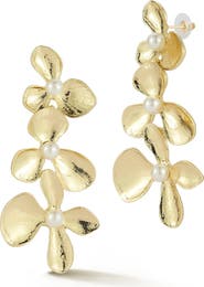 SPHERA MILANO Faux Pearl Flower Drop Earrings