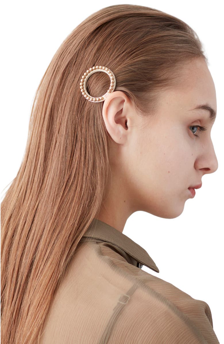 Alexandre de Paris Gold Pearls Acetate Side Barette, Alternate, color, Beige