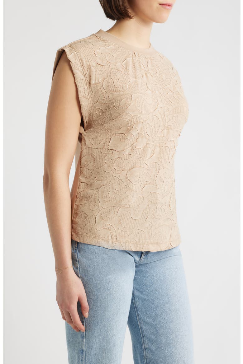 Mixed Media Crinkle Jacquard Top, Alternate, color, PALE OAK