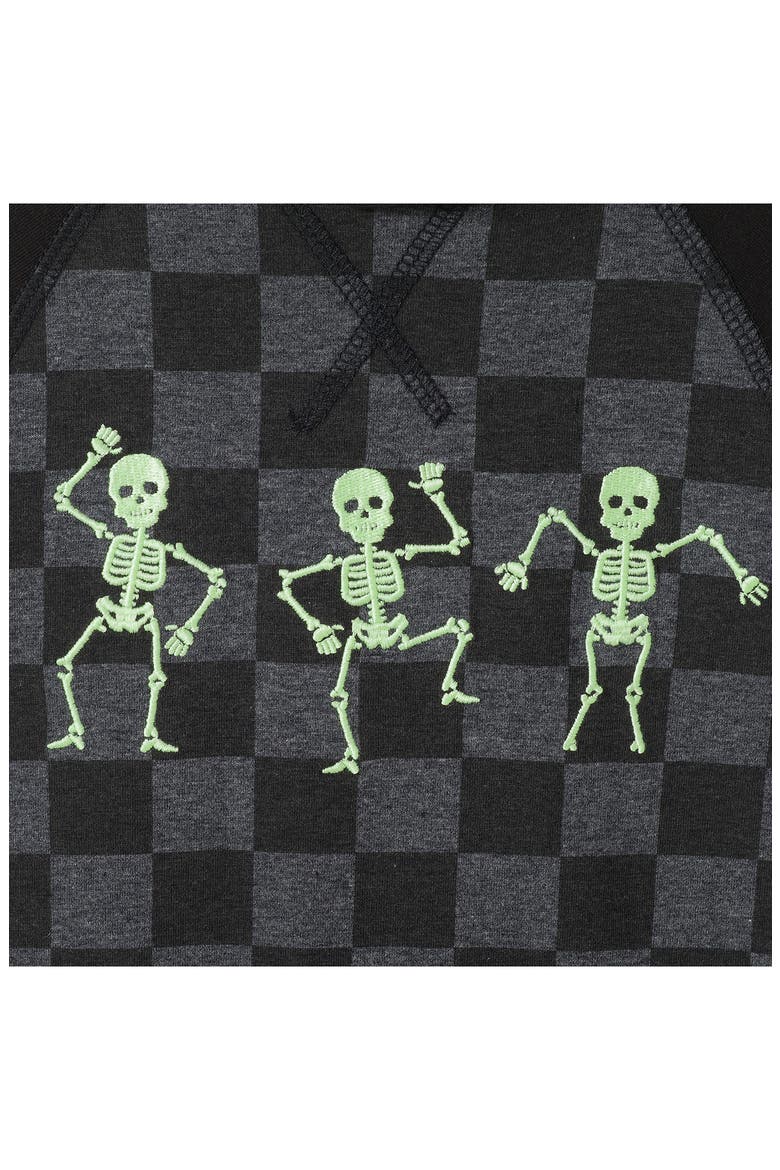 Skeleton Glow in the Dark Hooded Romper, Alternate, color, BLACK/ GREY