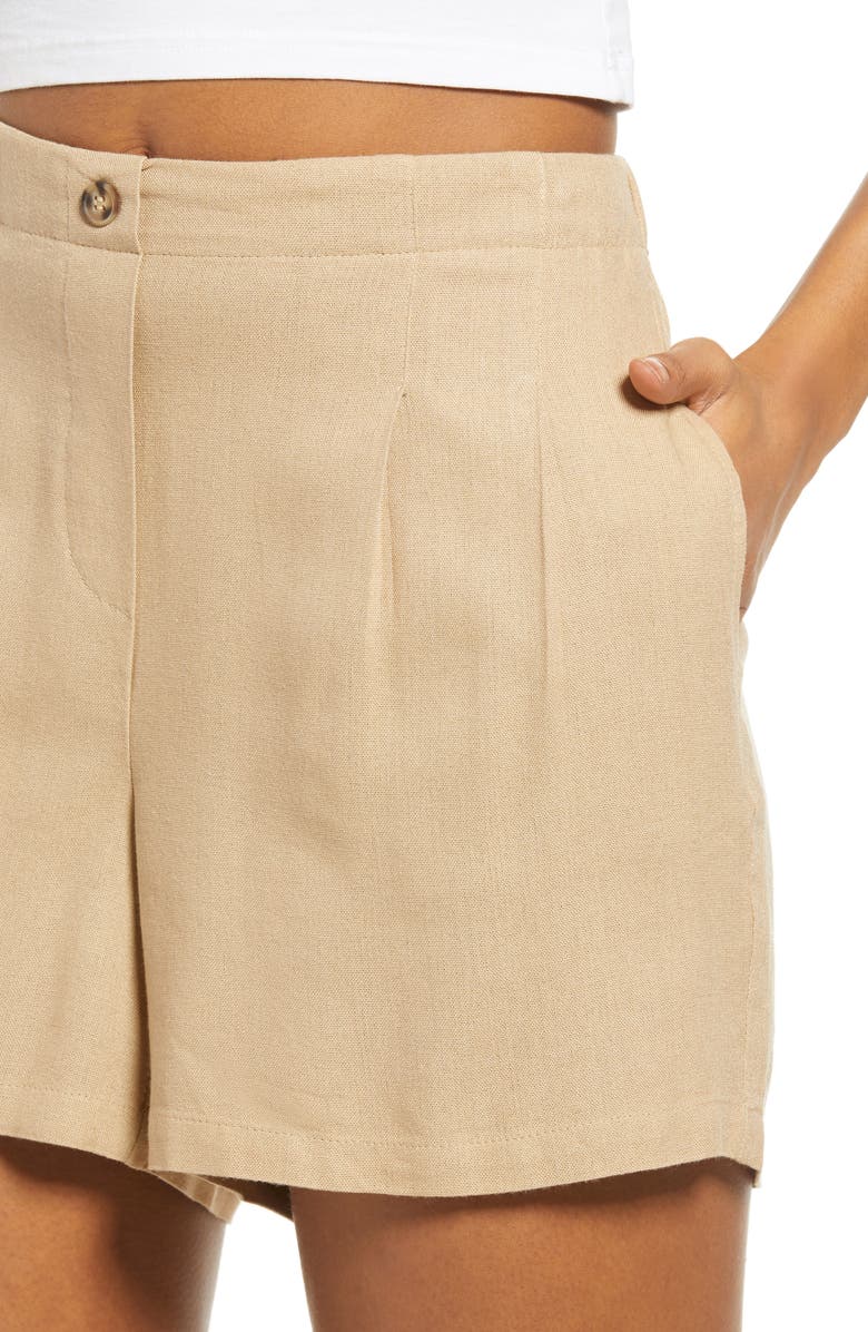 VERO MODA High Waist Linen Blend Shorts, Alternate, color,