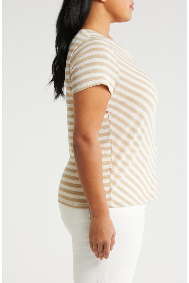 Miter Slub Jersey Knit T-Shirt, Alternate, color, CREAM TAN STRIPE