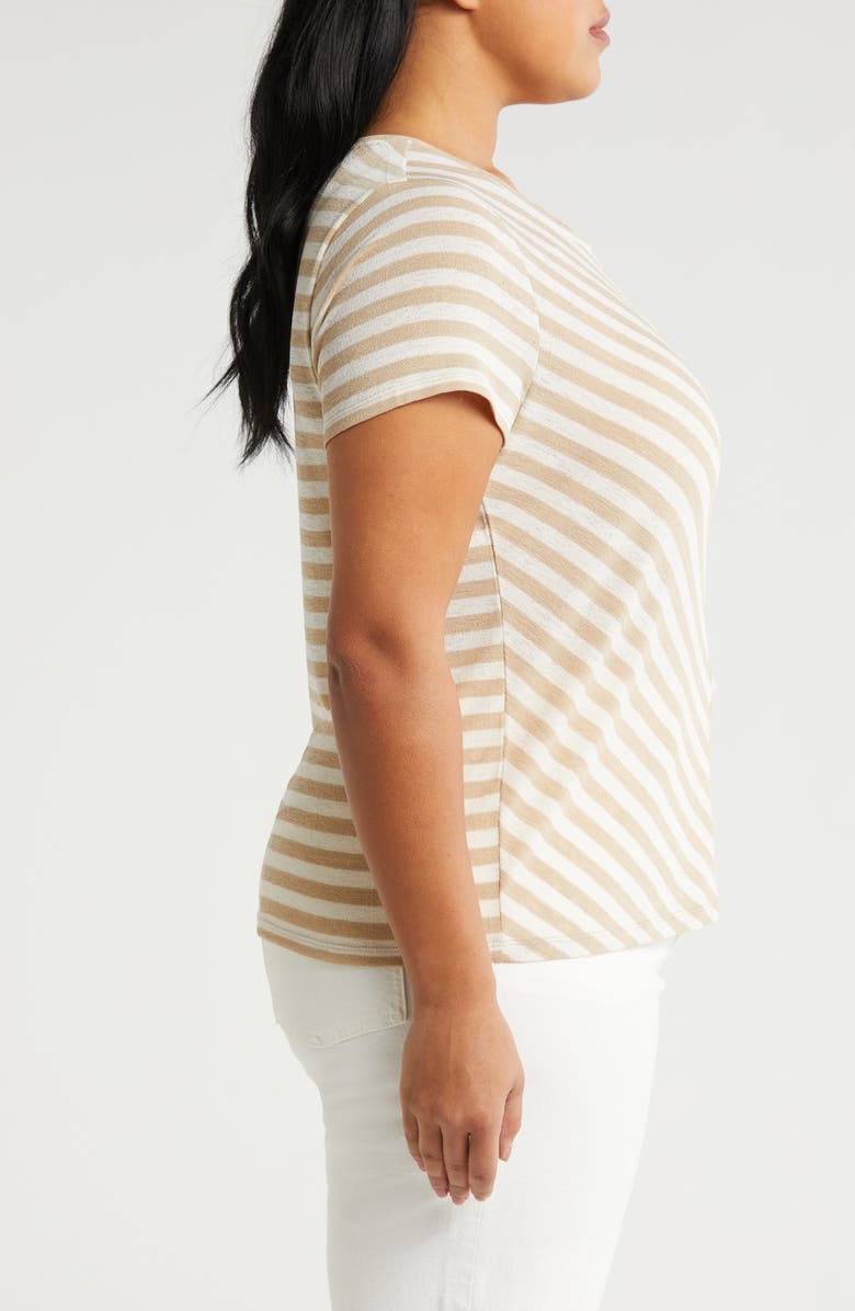 Liverpool Los Angeles Miter Slub Jersey Knit T-Shirt, Alternate, color, Cream Tan Stripe