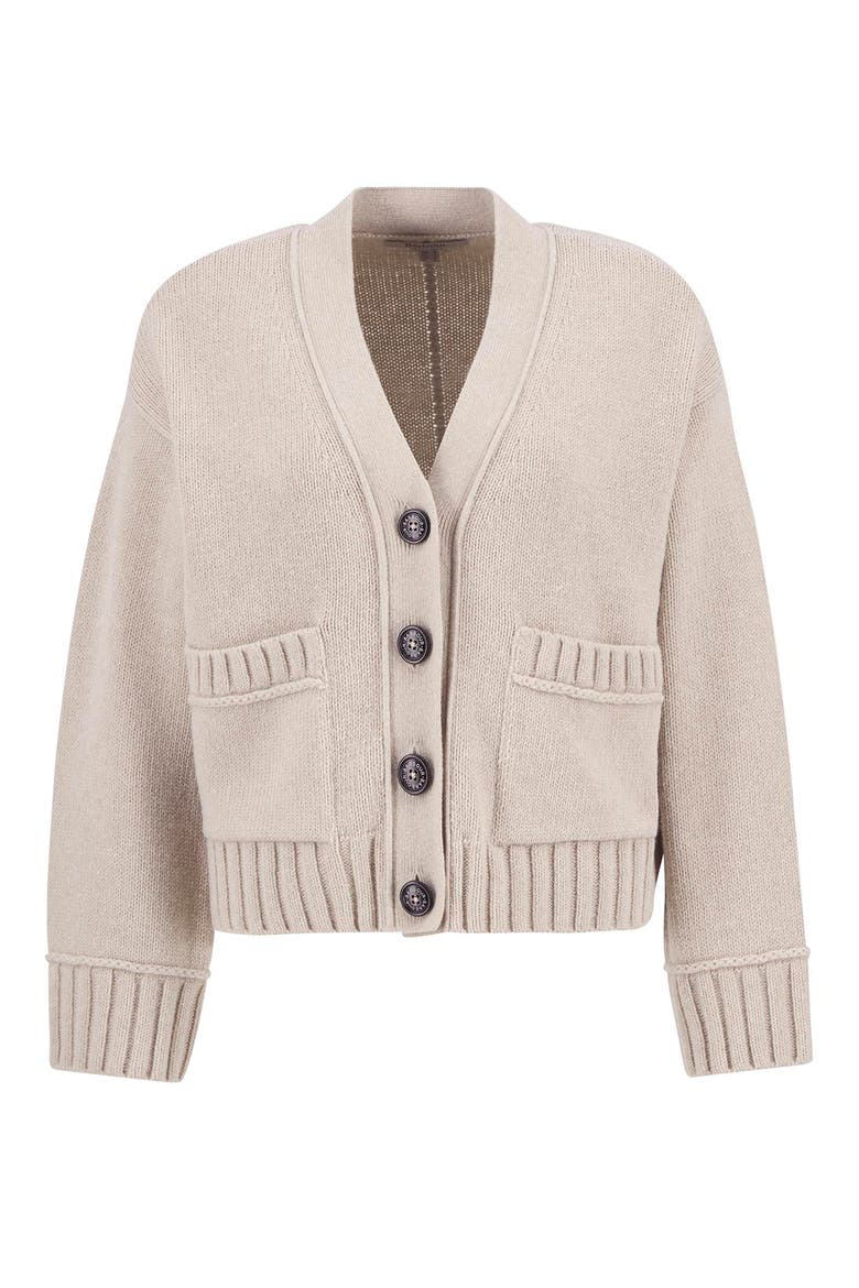 Faye Cotton & Wool Blend Cardigan, Alternate, color, OATMEAL