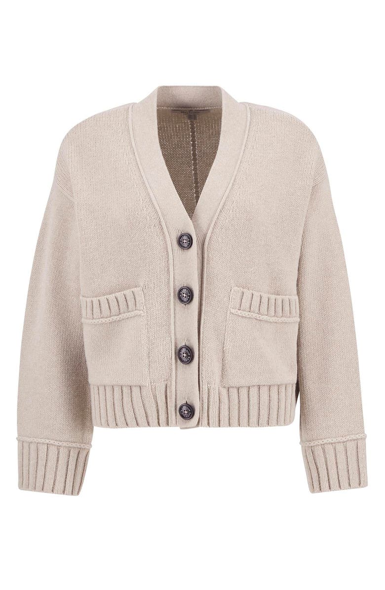Barbour Faye Cotton & Wool Blend Cardigan, Alternate, color, Oatmeal