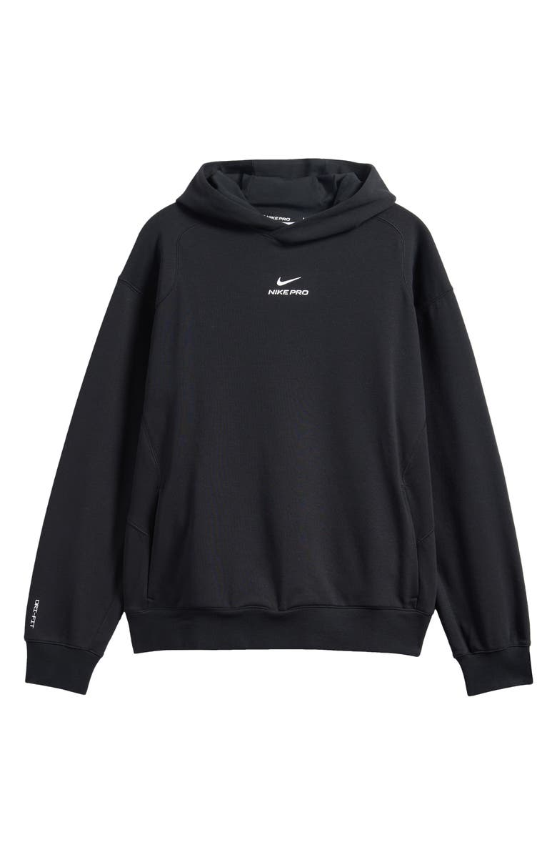 Nike Pro Dri-FIT Pullover Hoodie, Main, color, Black/ White
