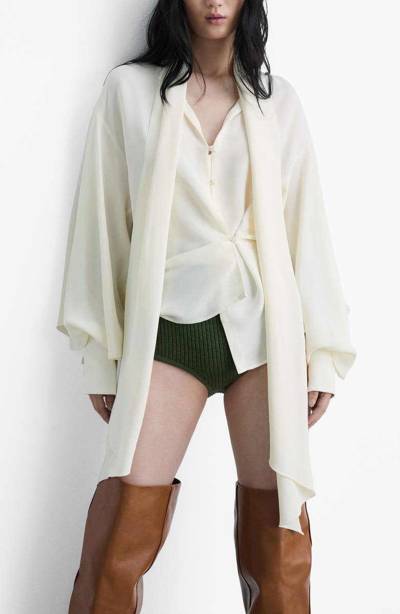 Garden Button-Up Top with Scarf