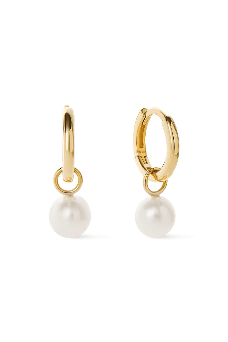 Small Gold Hoop Earrings - Gold Pearl Hoops, Main, color, Gold