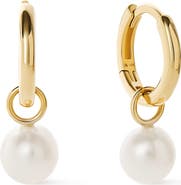 Ana Luisa Small Gold Hoop Earrings - Gold Pearl Hoops