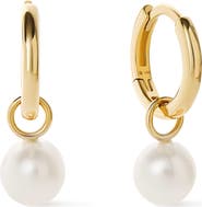 Ana Luisa Small Gold Hoop Earrings - Gold Pearl Hoops