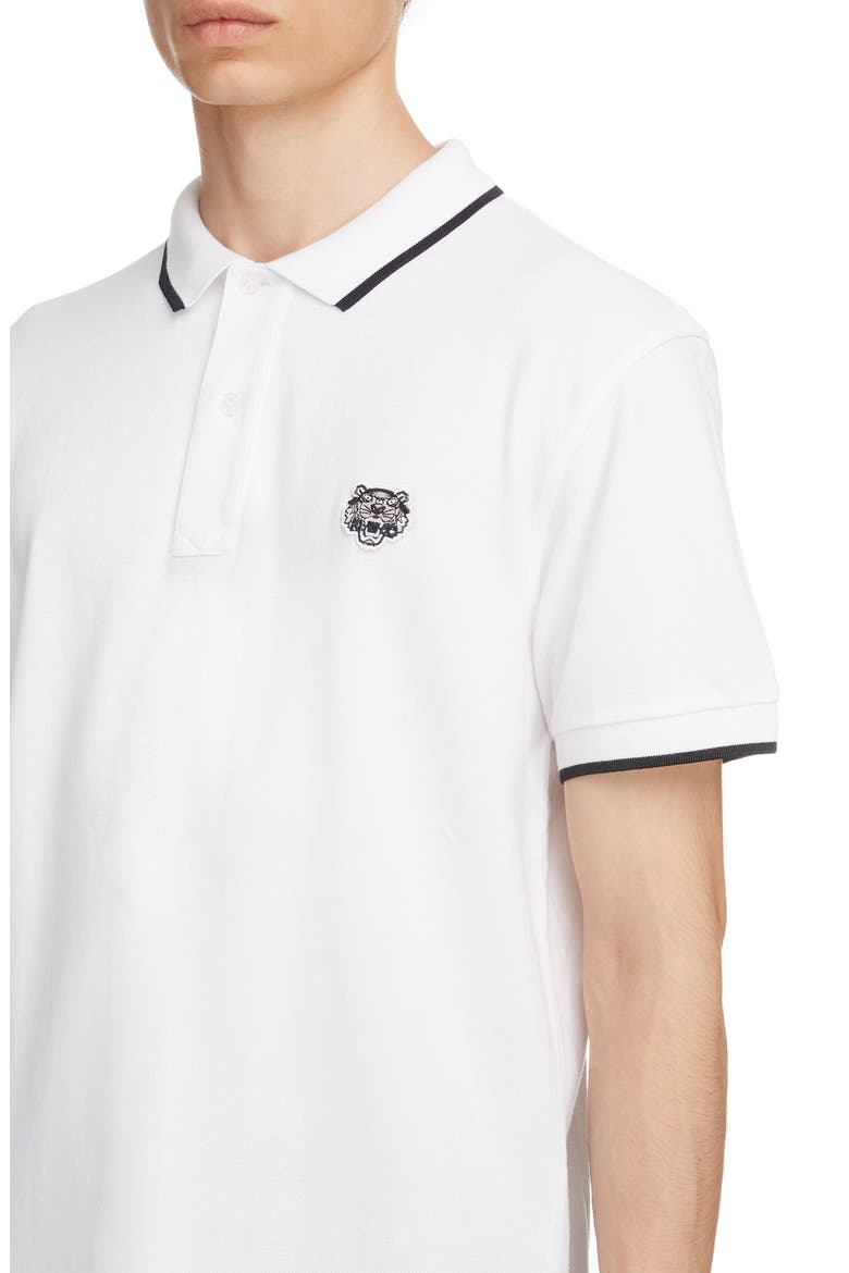 Tiger Crest Tipped Piqué Polo, Alternate, color, WHITE