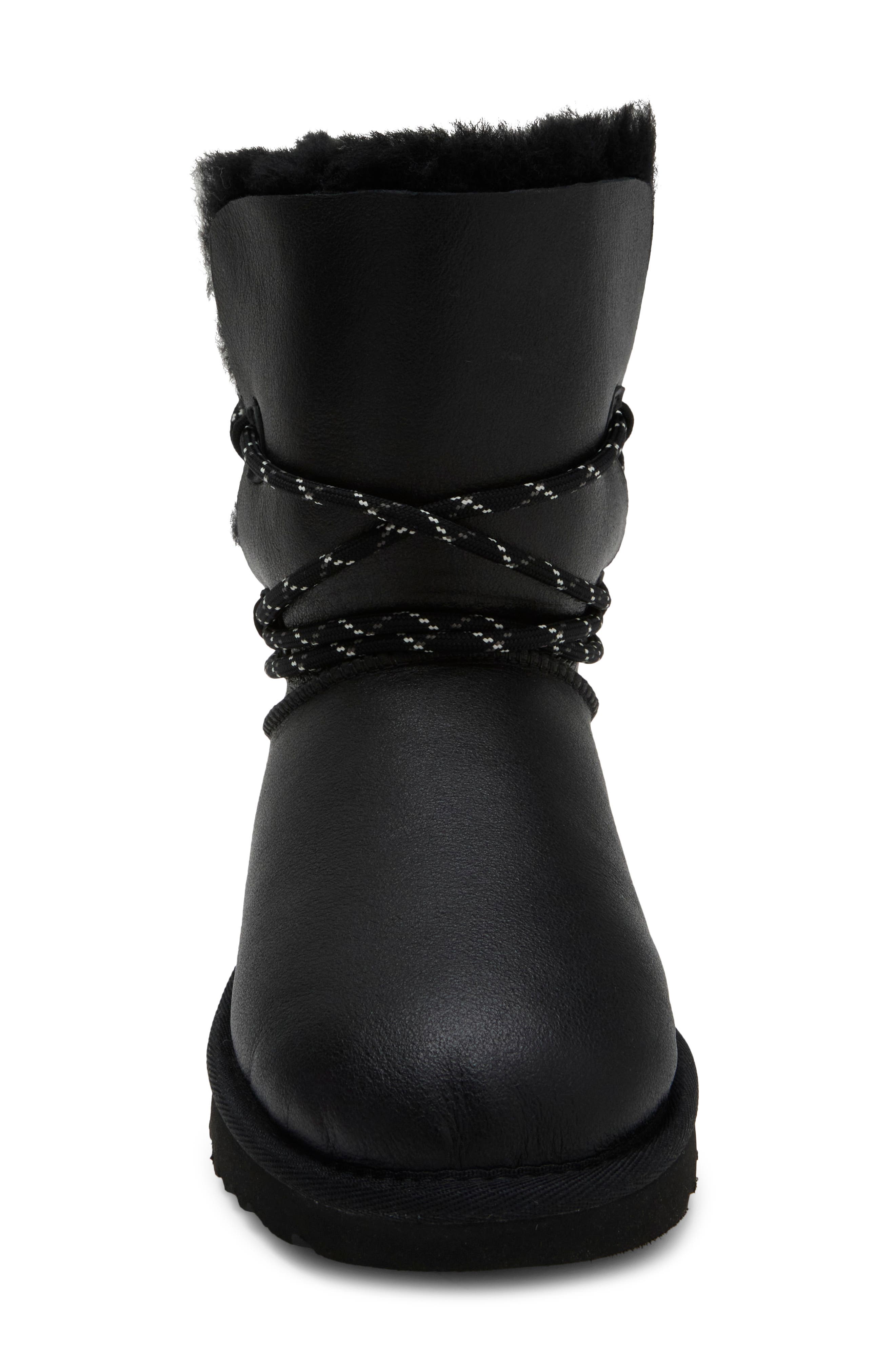 Bailey Tie Genuine Shearling Boot, Alternate, color, BLACK