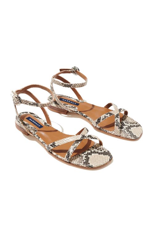 Margaux The Flat Sandal In Natural Python Embossed