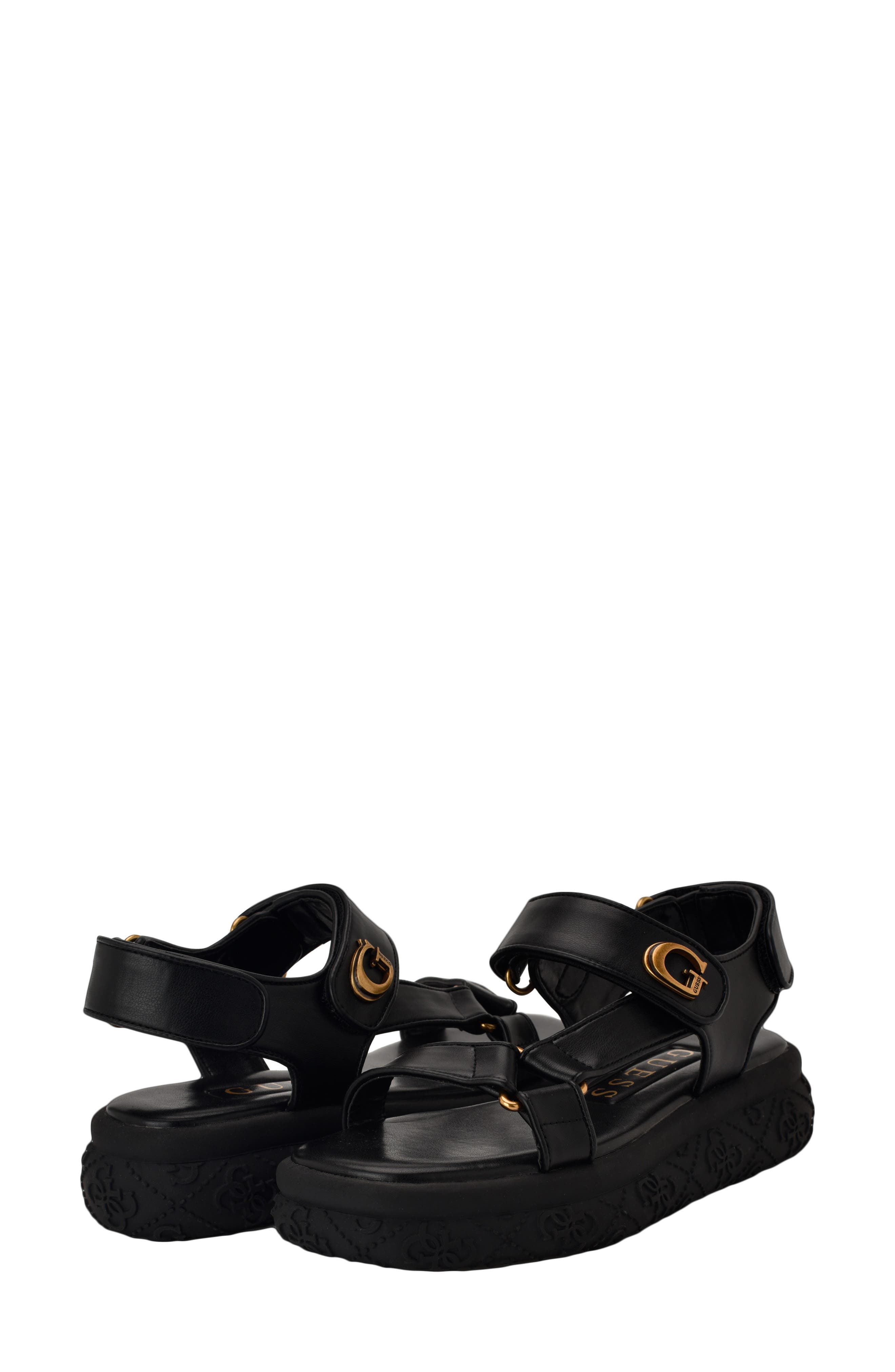 GUESS Lanara Ankle Strap Platform Sandal, Alternate, color, Black