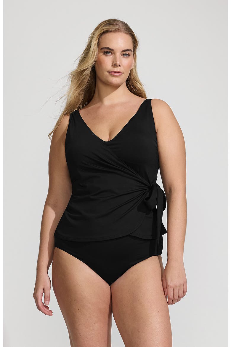 Plus Size DD-Cup Side Tie Tankini Top, Main, color, Black