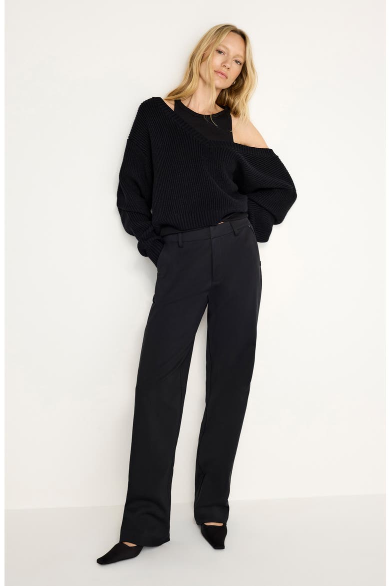 Cotton Blend Straight Leg Pants, Alternate, color, BLACK001