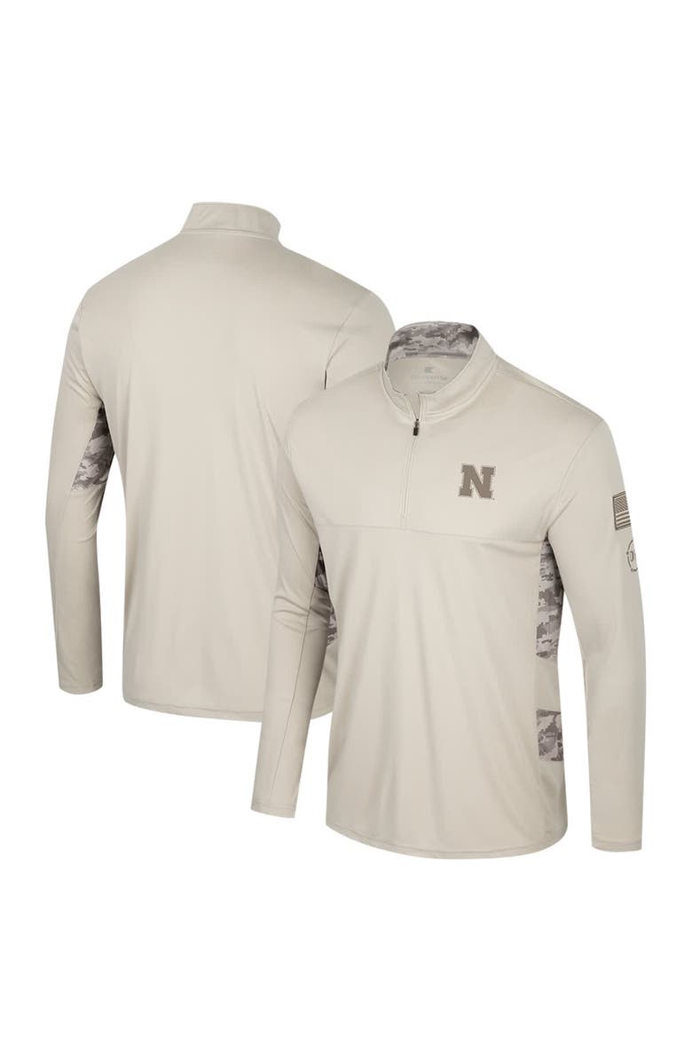 COLOSSEUM Men's Colosseum Natural Nebraska Huskers OHT Military Appreciation Quarter-Zip Jacket, Main, color, Natural