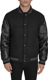 Champion Mixed Media Varsity Puffer Jacket