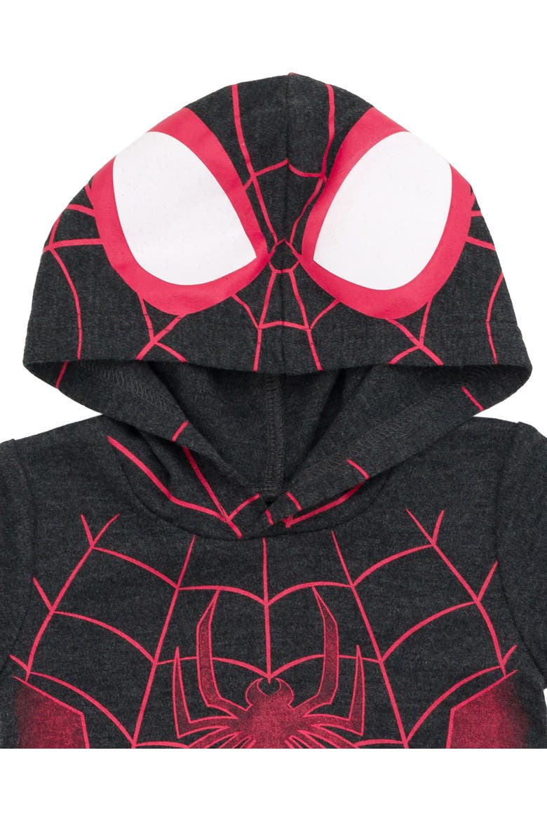 Spider-Verse Miles Morales Cosplay Hooded Romper, Alternate, color, Miles Morales Charcoal