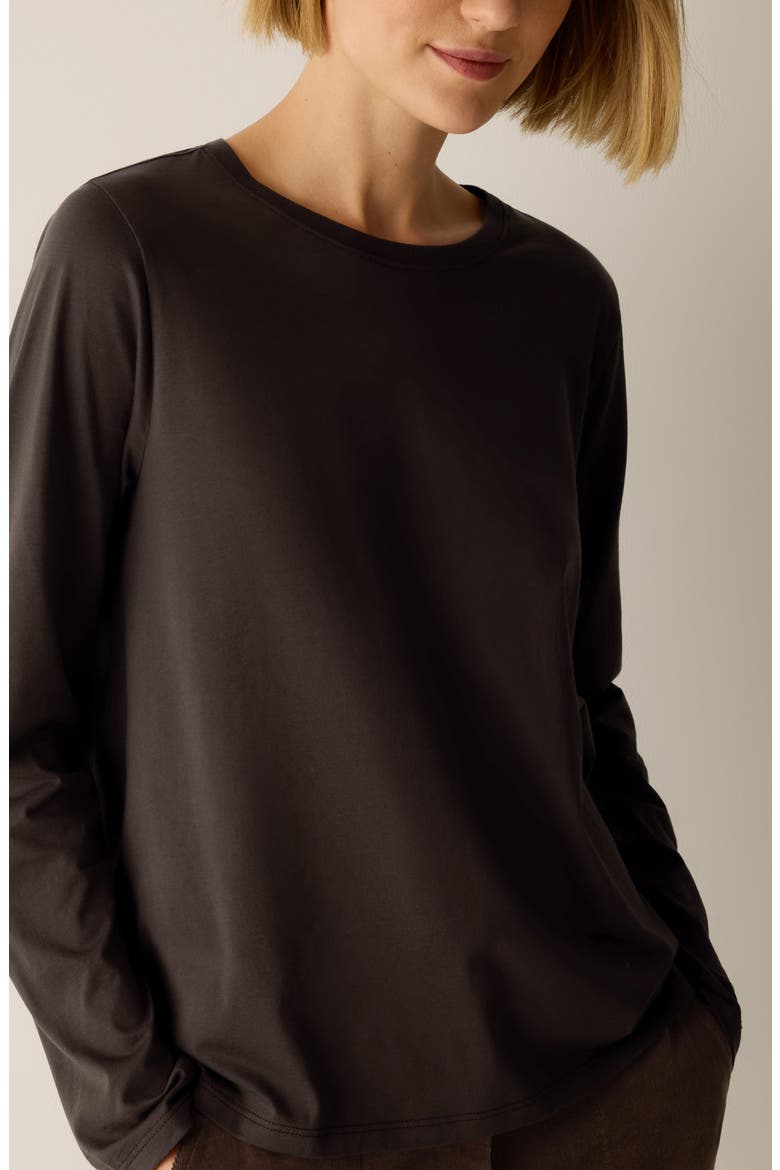 Organic Cotton Crewneck T-Shirt, Alternate, color, COFFEE