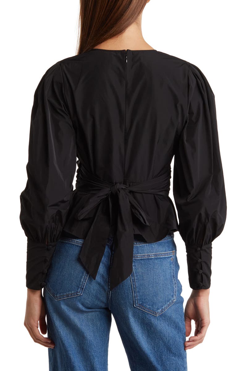 Veronica Beard Seema Twist Front Taffeta Blouse, Alternate, color, 