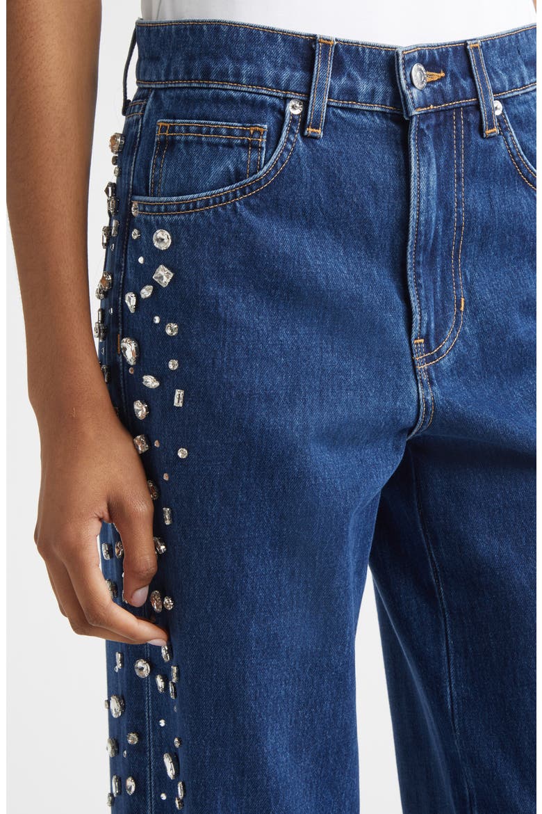 Kasey Embellished Wide Leg Jeans, Alternate, color, STONED BRIGHT BLUE