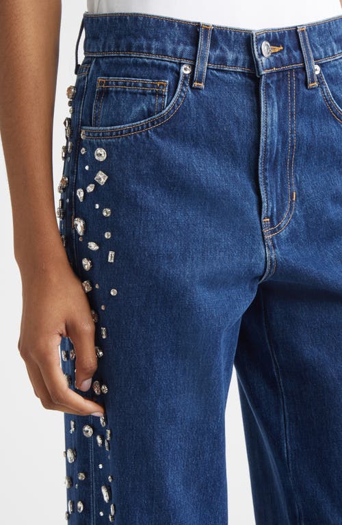 Veronica Beard Kasey Embellished Wide Leg Jeans In Blue