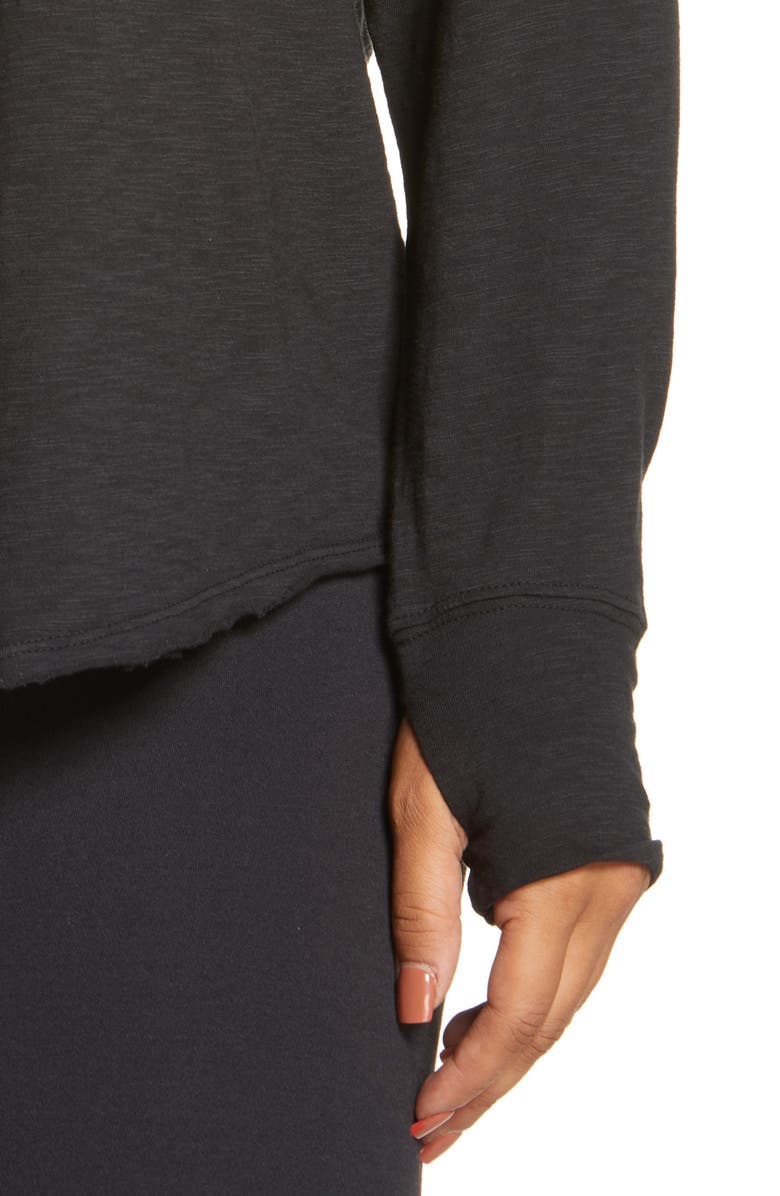 Zella Relaxed Washed Cotton Long Sleeve T-Shirt, Alternate, color, 