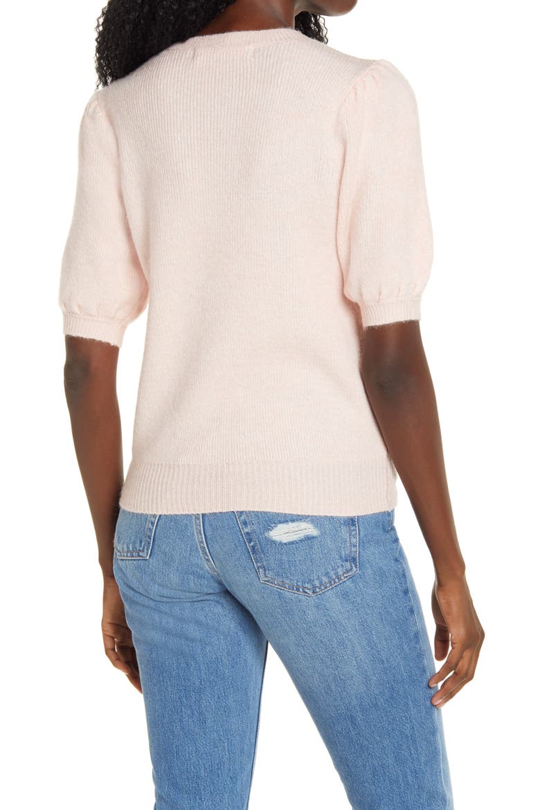 Lefile Puff Short Sleeve Ribbed Sweater, Alternate, color, CHINTZ ROSE