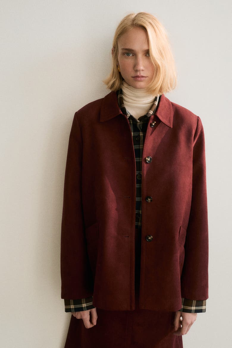 Collared Jacket, Alternate, color, Dark red