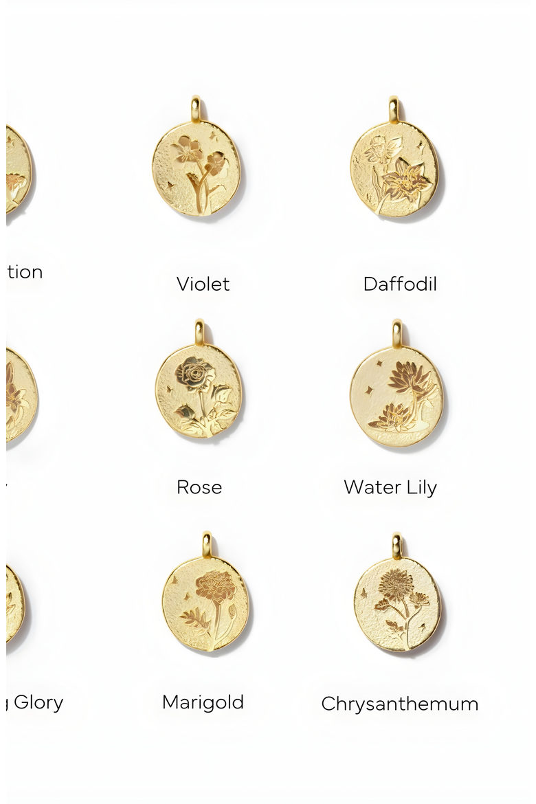 Gold Birth Flower Necklace, Alternate, color, Poppy / August
