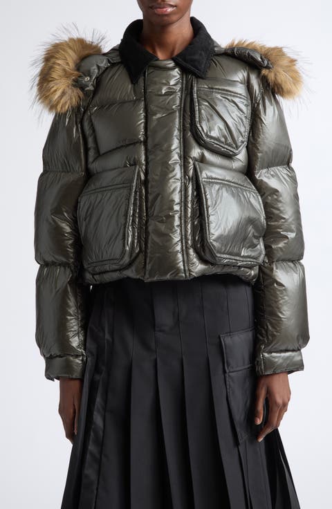 Crop Down Hooded Puffer