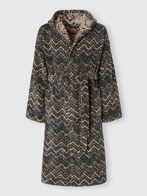 MISSONI MISSONI HOME AZUL COTTON TERRY CHEVRON BATHROBE
