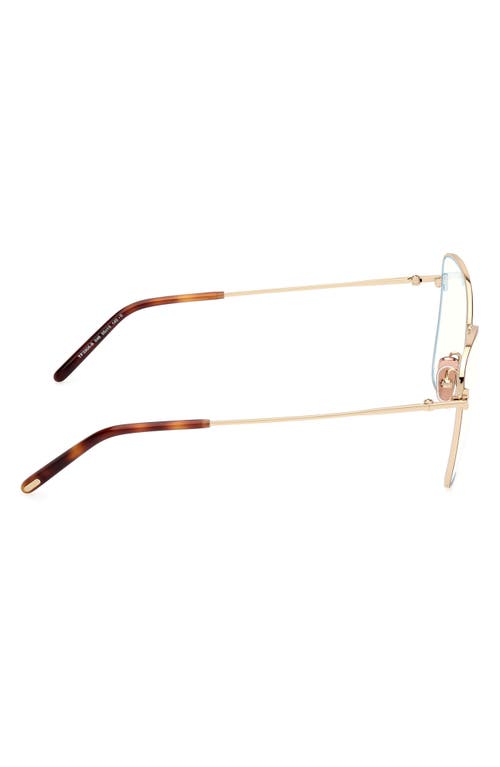 Tom Ford 55mm Butterfly Blue Light Blocking Optical Glasses In Pale Gold Brown Enamel