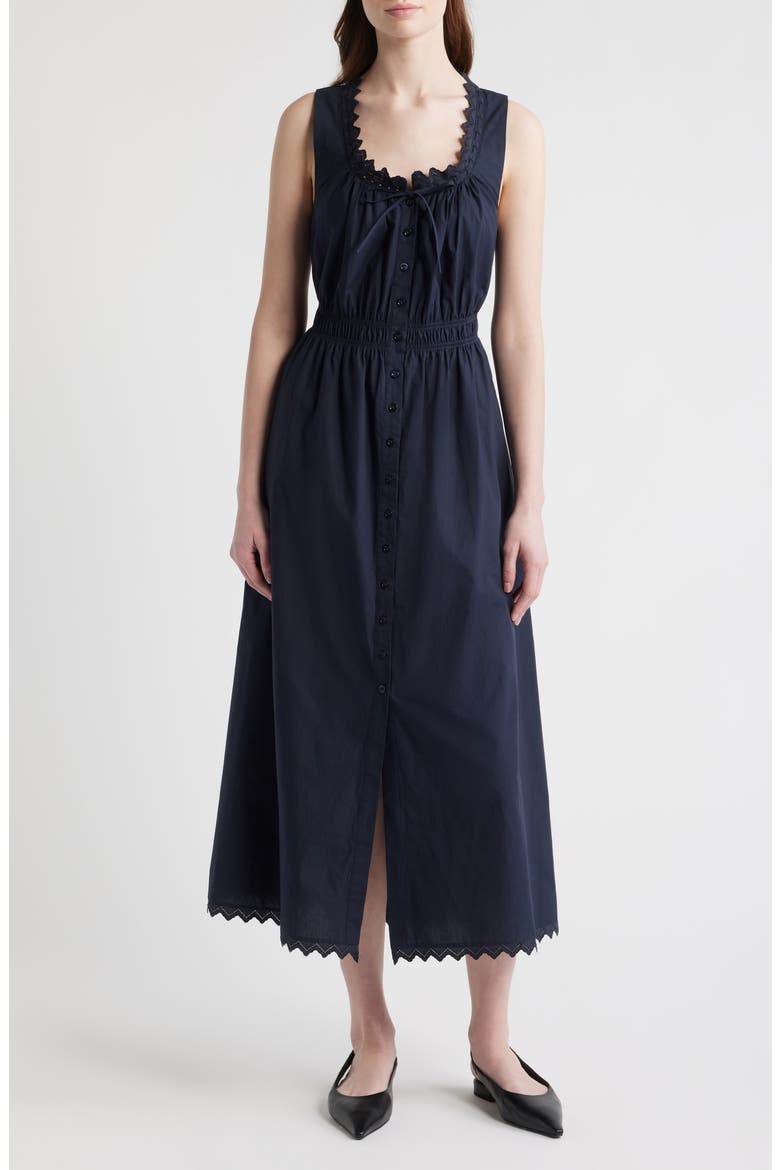 The Serene Cotton Poplin Dress, Main, color, NAVY