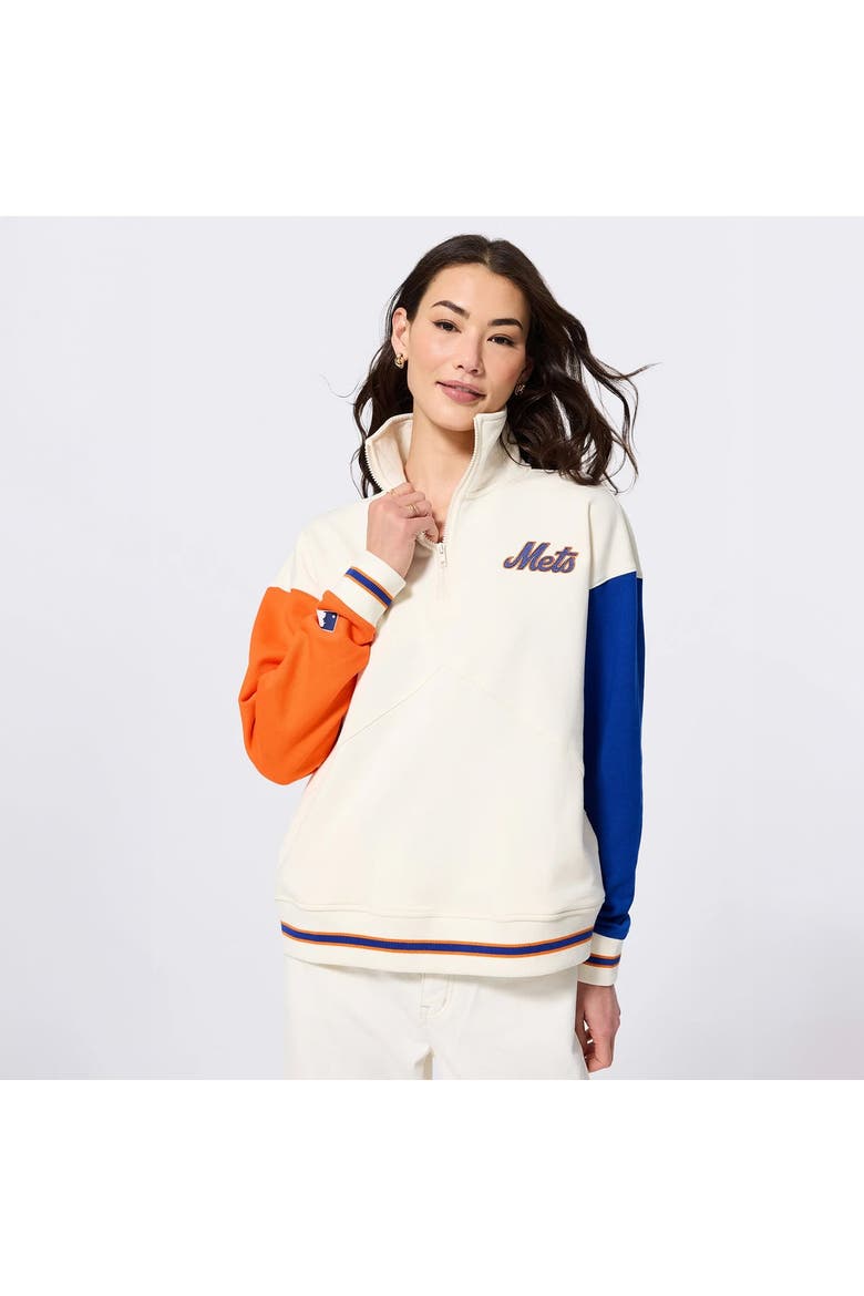 Women's Terez Cream New York Mets Reserve Quarter-Zip Pullover, Main, color, Cream
