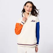 Terez Women's Terez Cream New York Mets Reserve Quarter-Zip Pullover