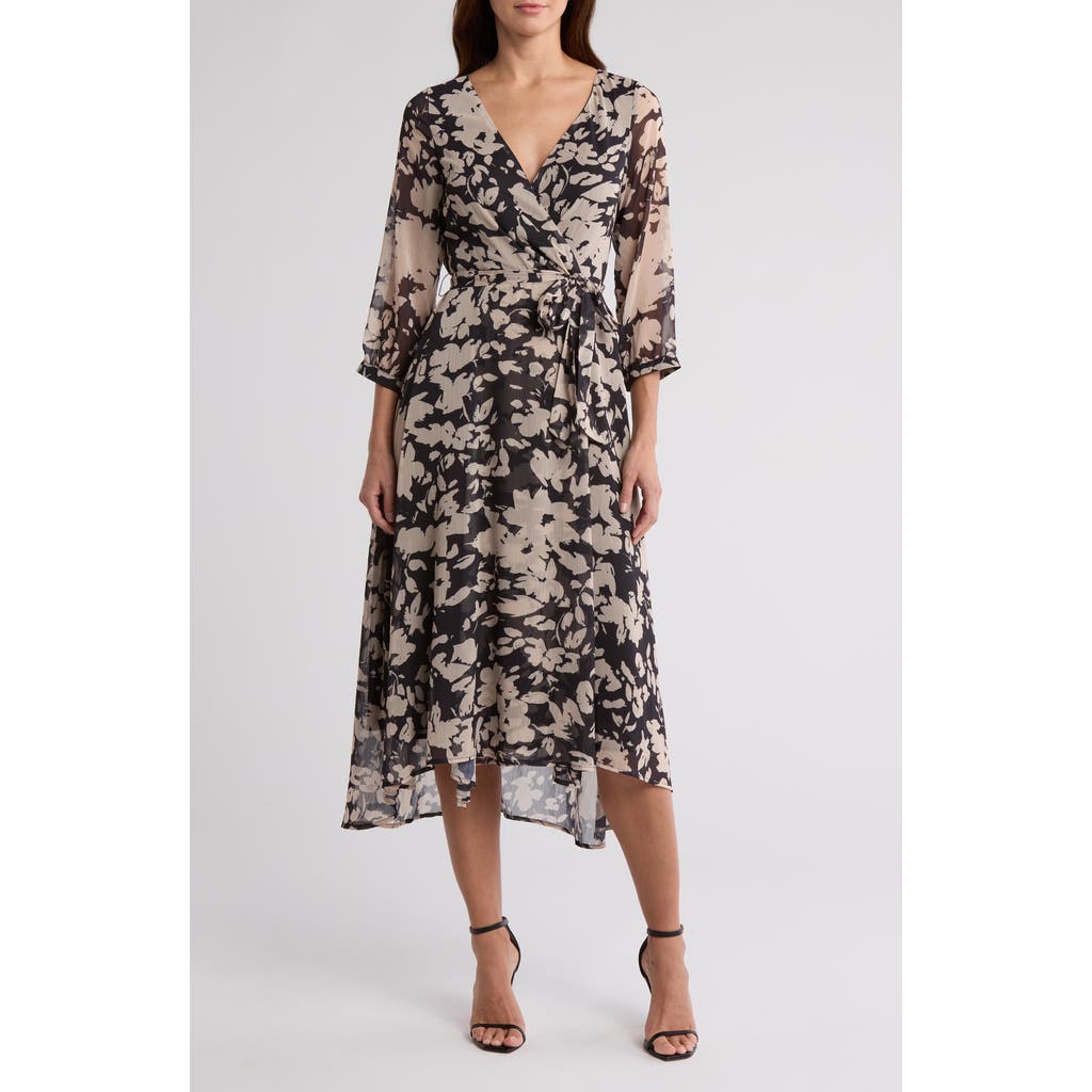 Area Stars Night Bouquet Long Sleeve Dress In Black/grey