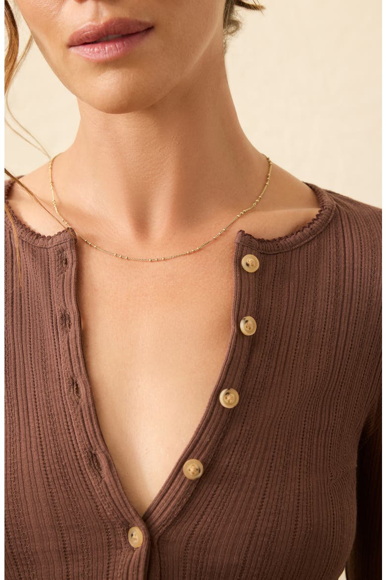 Paradise Pointelle Stitch Organic Cotton Blend Henley, Alternate, color, CHOCOLATE BROWN