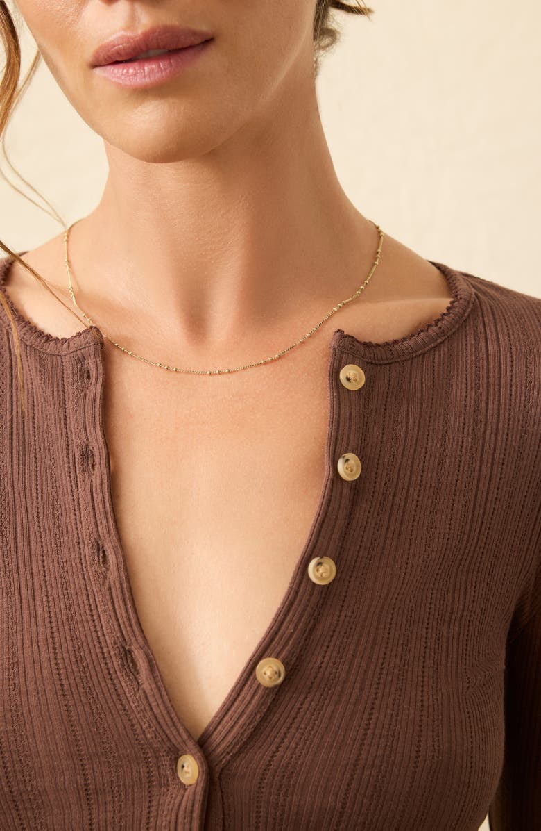 Faherty Paradise Pointelle Stitch Organic Cotton Blend Henley, Alternate, color, Chocolate Brown