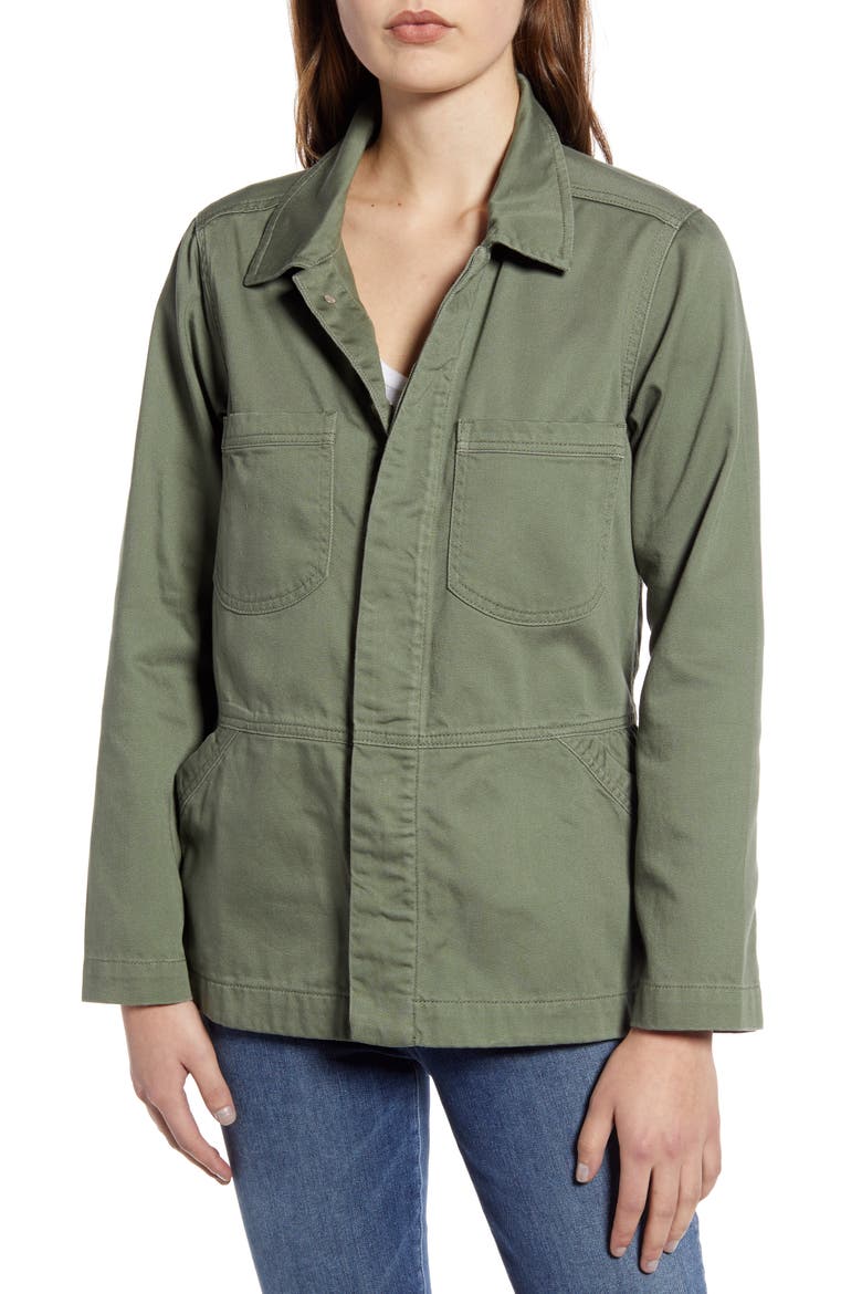 Drop Shoulder Flounce Cotton Jacket (Nordstrom Exclusive), Alternate, color, LIPD- LILY PAD