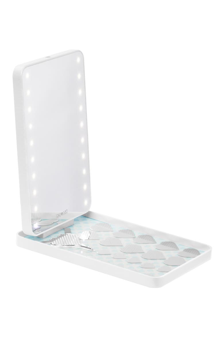 Colorful Lighted Mirrored Compact Case, Main, color, WHITE