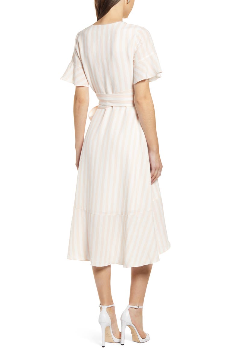 Ruffle Wrap Dress, Alternate, color, PINK TAN STRIPE