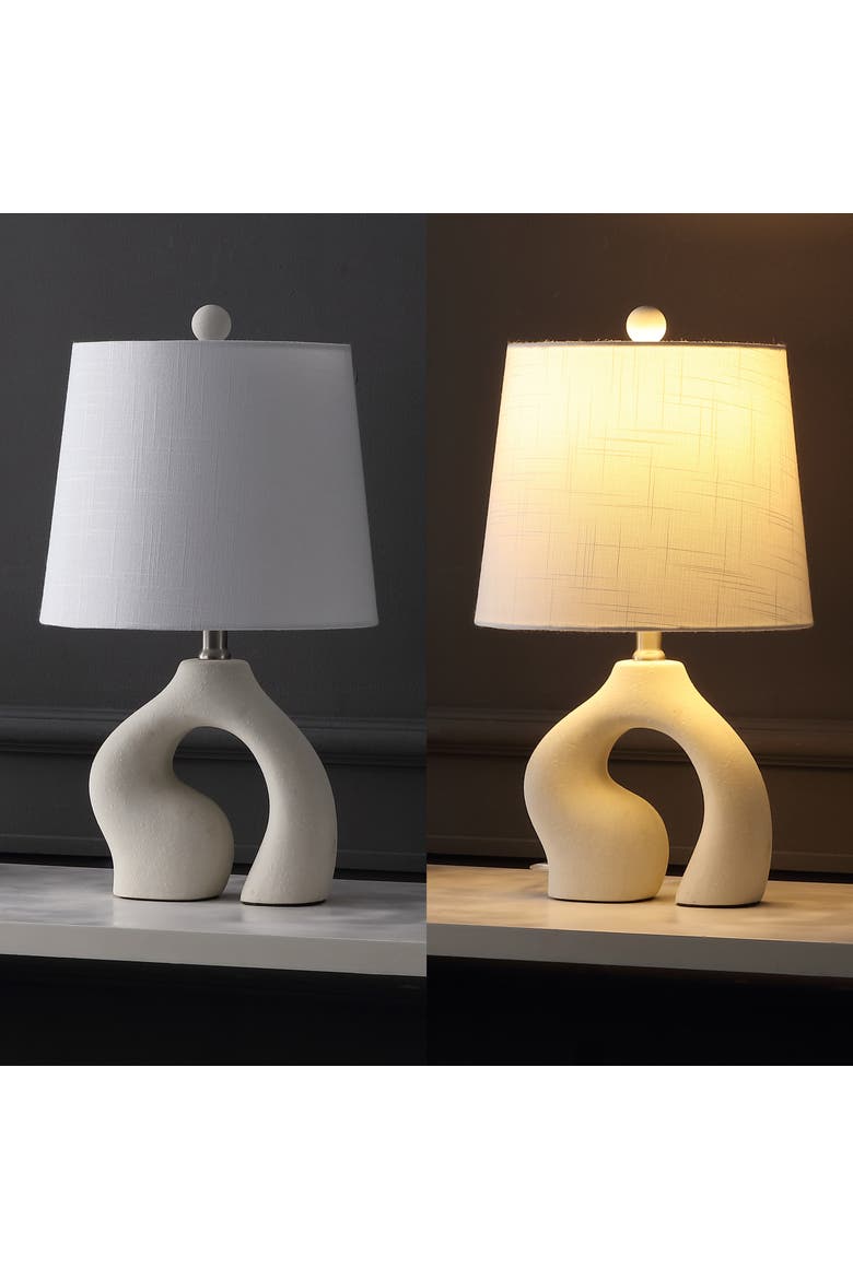 Tula 19" Scandinavian Minimalist Ceramic Arch LED Table Lamp, Alternate, color, Cream