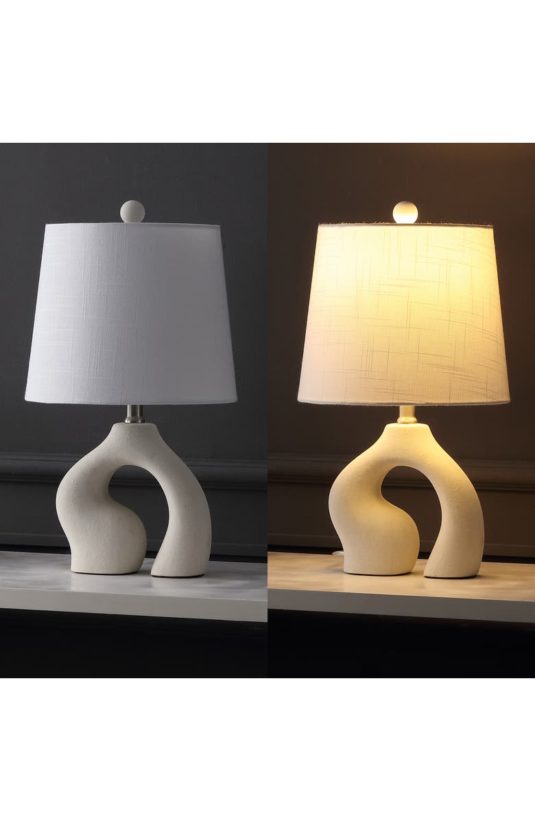JONATHAN Y Tula 19" Scandinavian Minimalist Ceramic Arch LED Table Lamp, Alternate, color, Cream