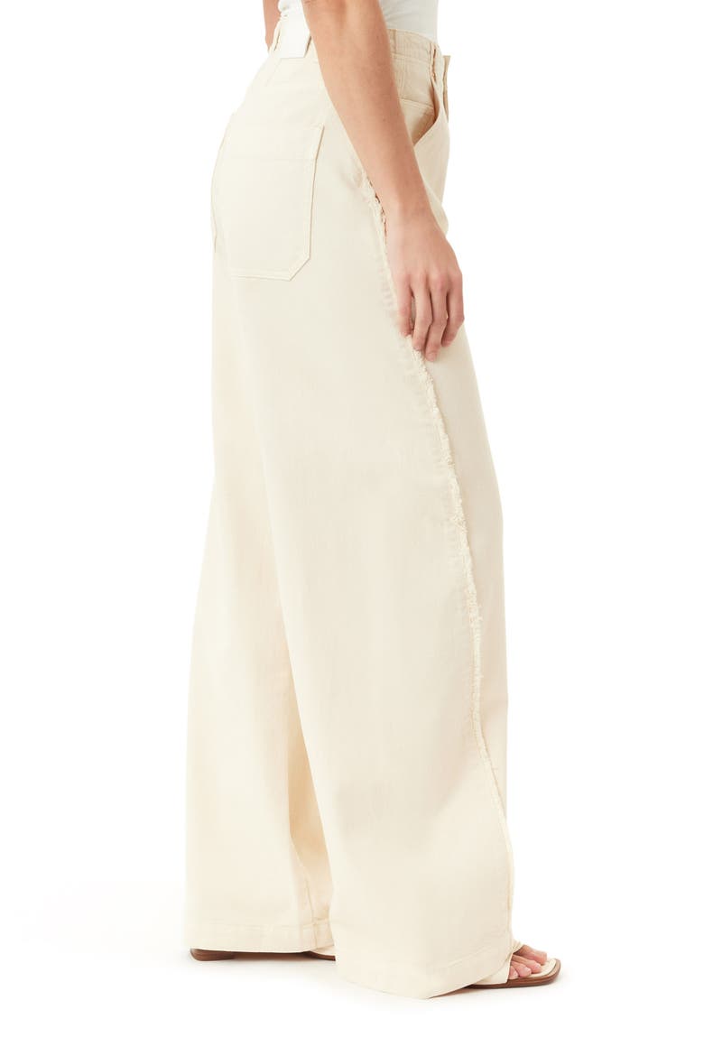 Aiden Frayed Relaxed Barrel Wide Leg Jeans, Alternate, color, ECRU